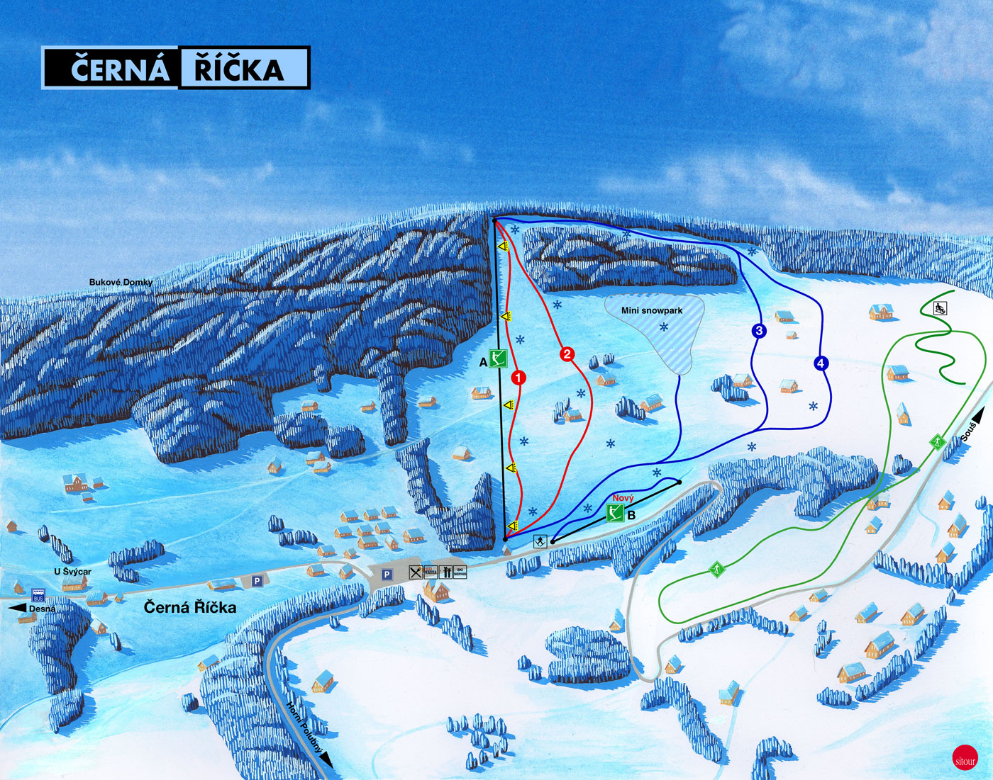 Mapa ośrodka narciarskiego Černá Říčka