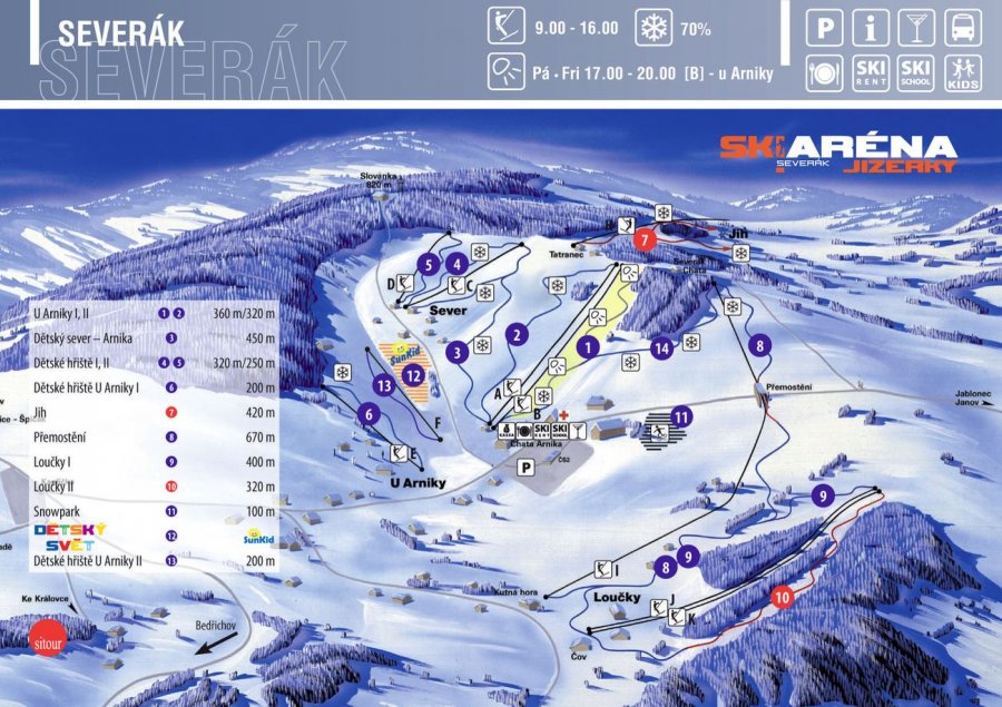 Mapa ośrodka narciarskiego Severak